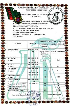 Карбамид марки Б (Туркменистан)